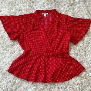 Monteau Polkadot Red Blouse